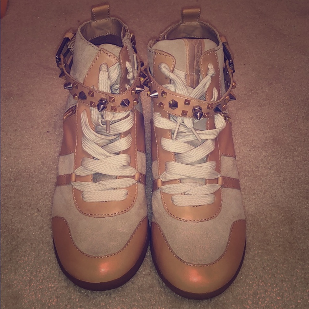 Studded sneaker wedges